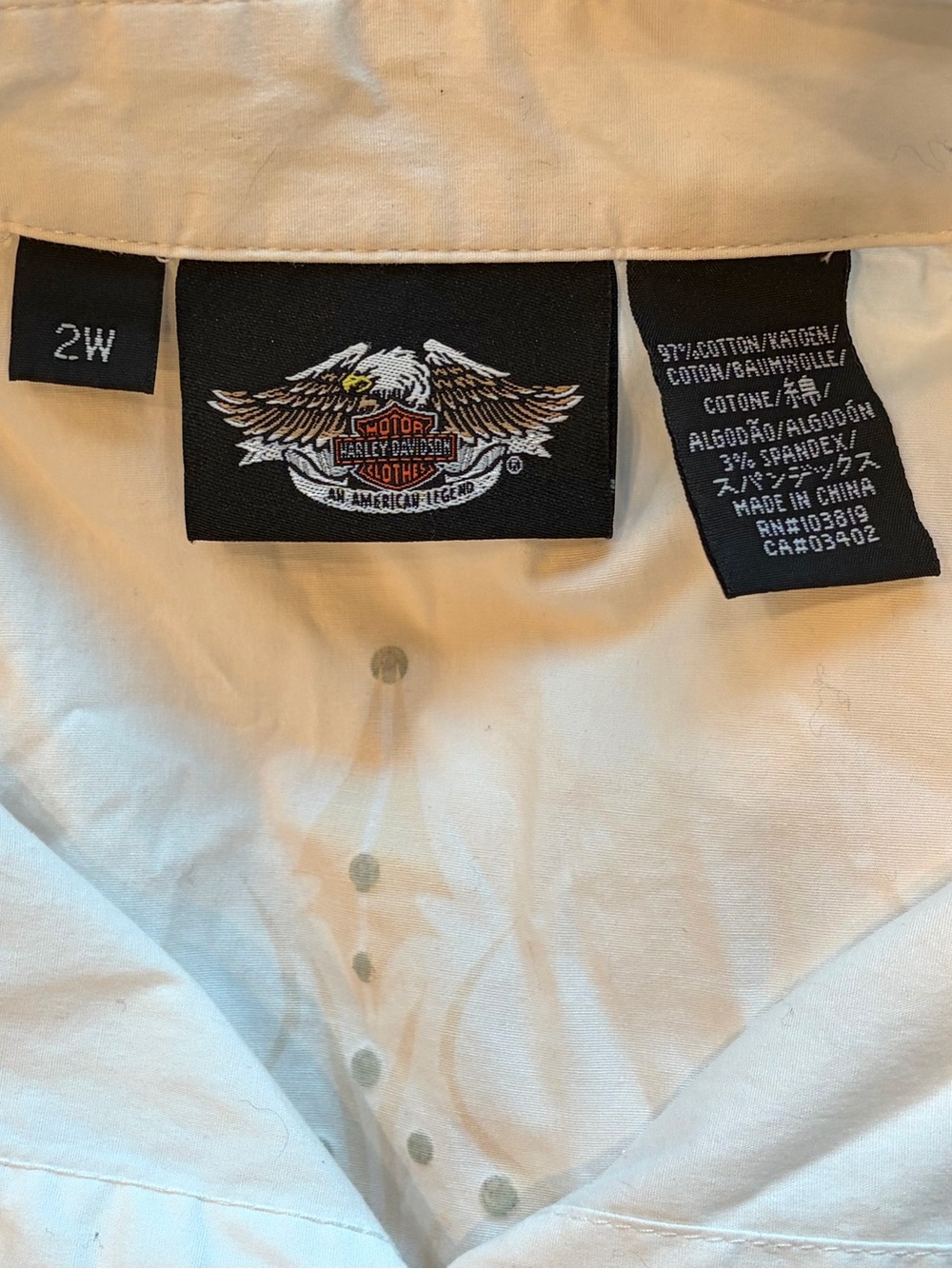 Harley-Davidson Motorcycles Cotton Button Down, Graphic w/crystals, white , 2W - Picture 14 of 16